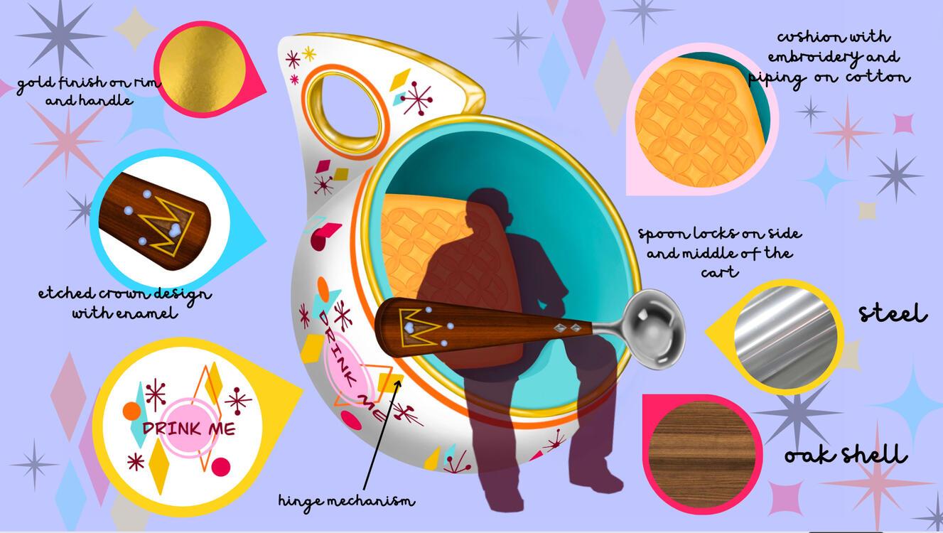 &quot;Alice in Wonderland&quot; concept design for themed ride inspired by Mid-Century Modernism