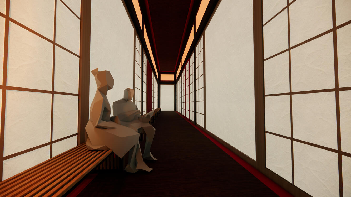 Lady Miyako&#39;s Temple (Hallway) - set design interpretation for film based on AKIRA design package for Thesis Project