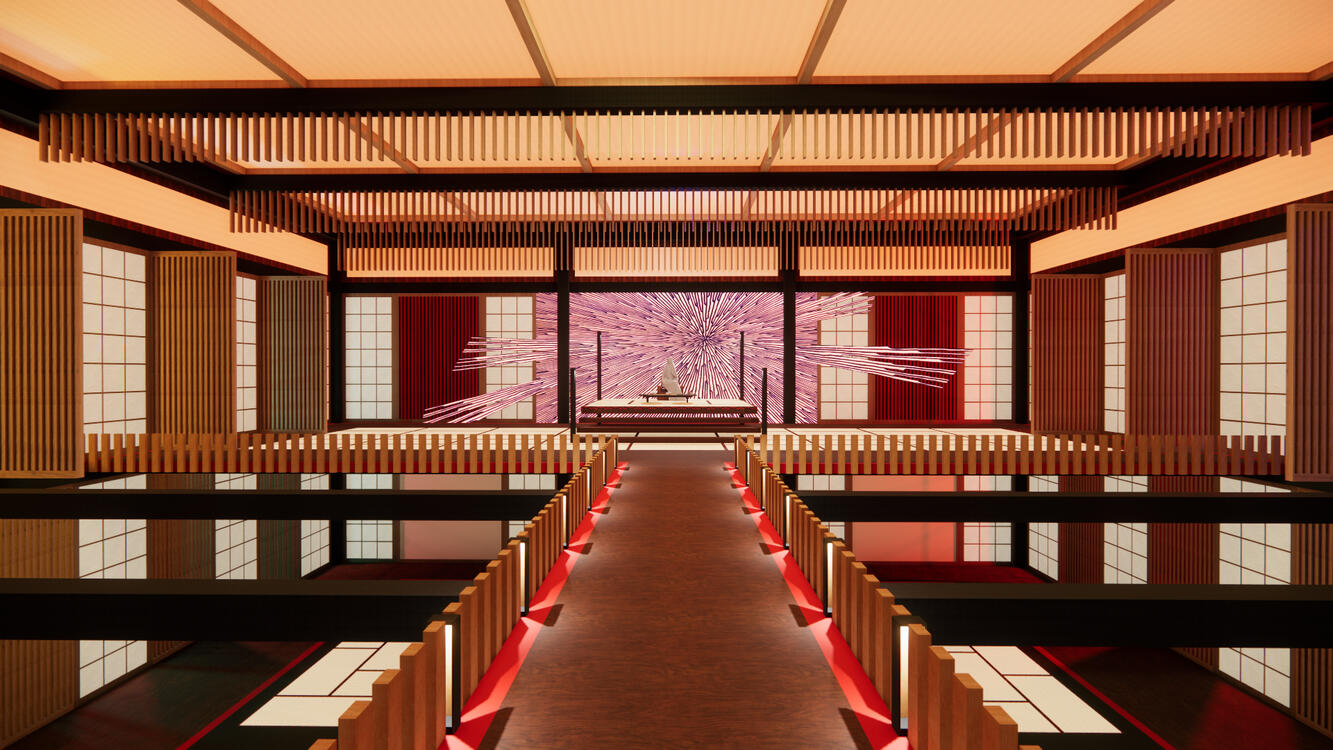 Lady Miyako&#39;s Temple (Throne Room) - set design interpretation for film based on AKIRA design package for Thesis Project