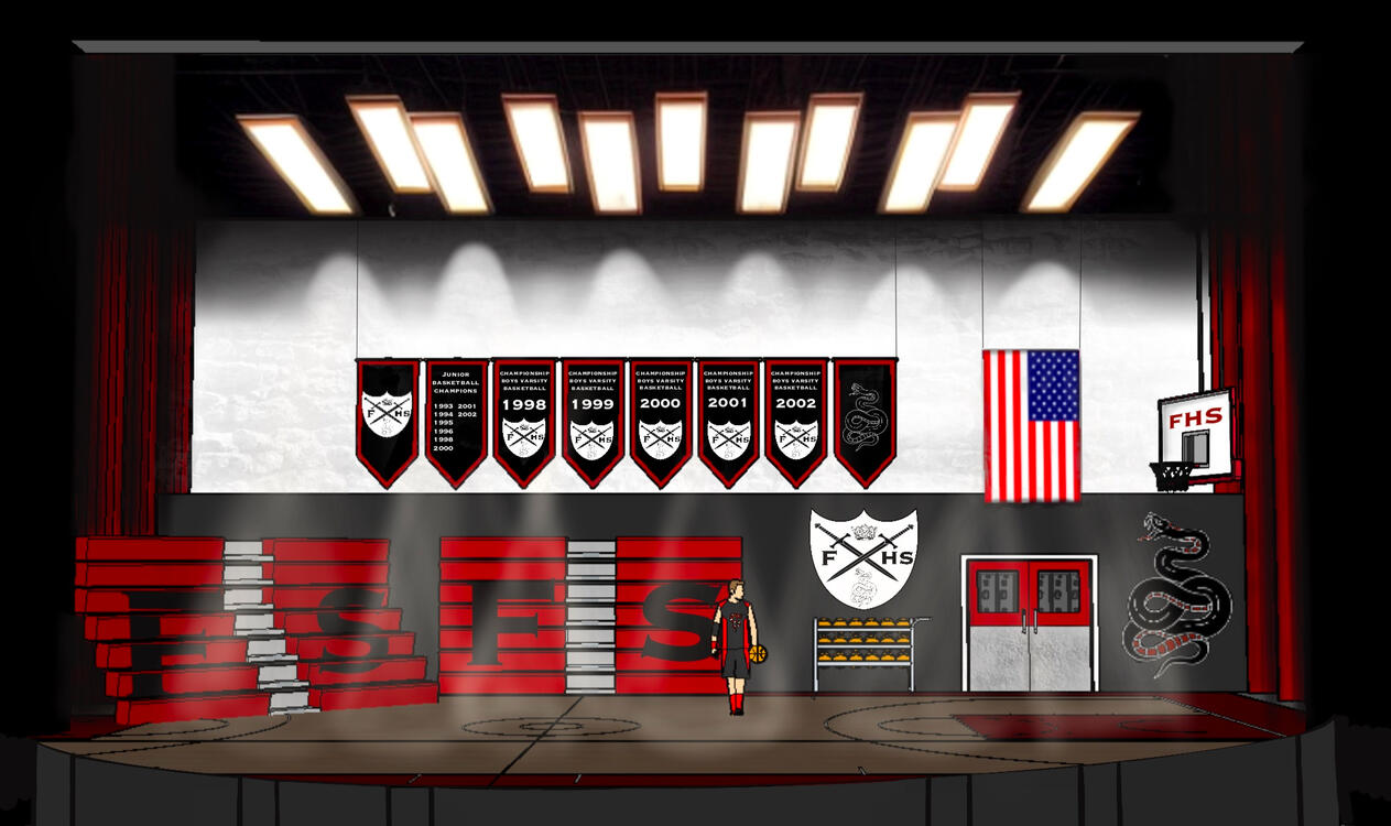 Concept design for "Macbeth" reimagined as a High School Drama