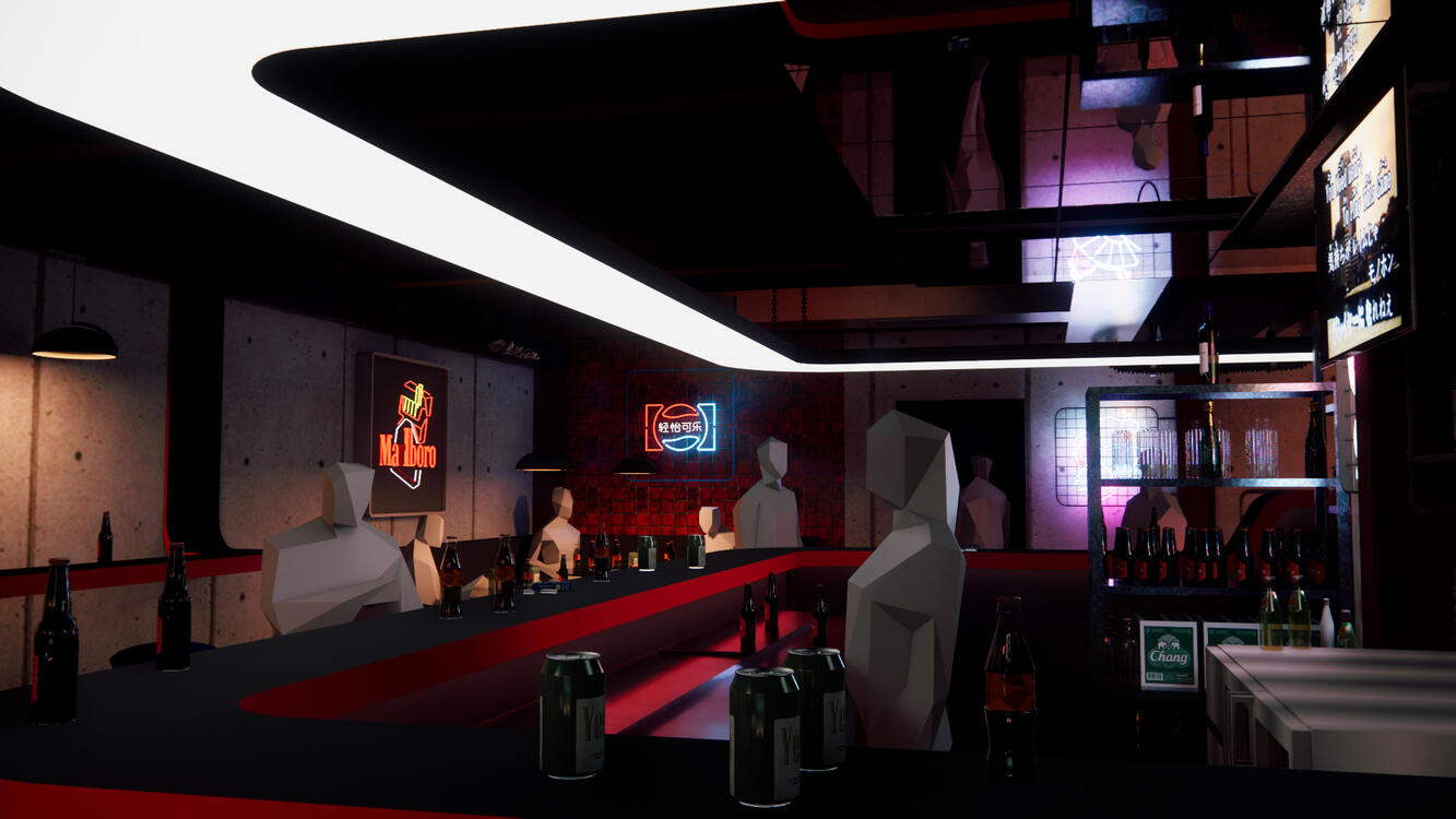 Harikuya Dive Bar (Bar POV) - set design interpretation for film based on AKIRA design package for Thesis Project